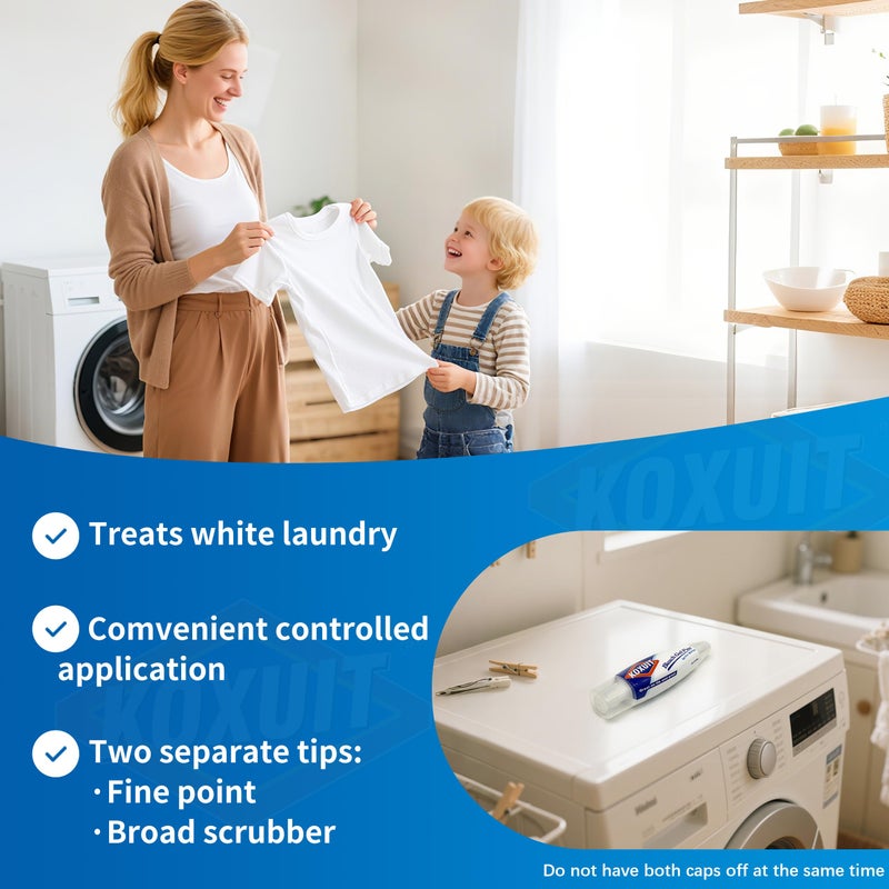 KOXUIT Portable Dual-Tip Bleach Pen for White Clothes & Grout - Travel-Ready 2-in-1 Gel Applicator with Brush Head, Non-Drip Cleaner for Bathroom Lines & On-The-Go Use (Milky White)2PCS. - Image 5